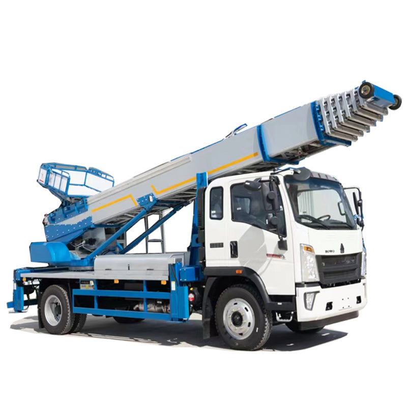 Howo 45 meters 4 x2 aerial ladder moving operation truck