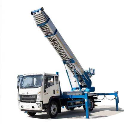 Howo 45 meters 4 x2 aerial ladder moving operation truck